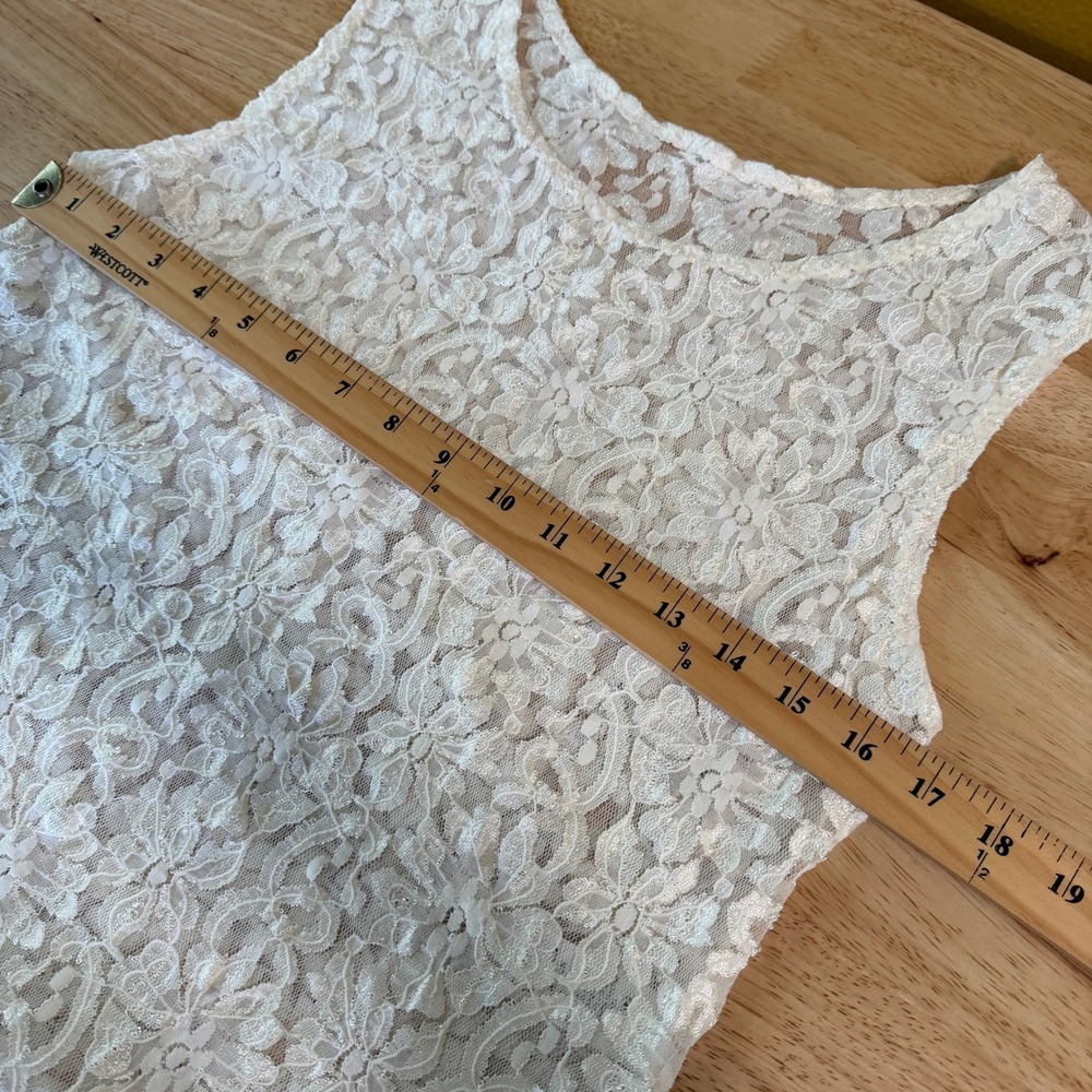 Vintage Cinema Etoile Floral Lace Sheer Tank Top Size M Ivory Fairy Whimsigoth - Picture 6 of 8